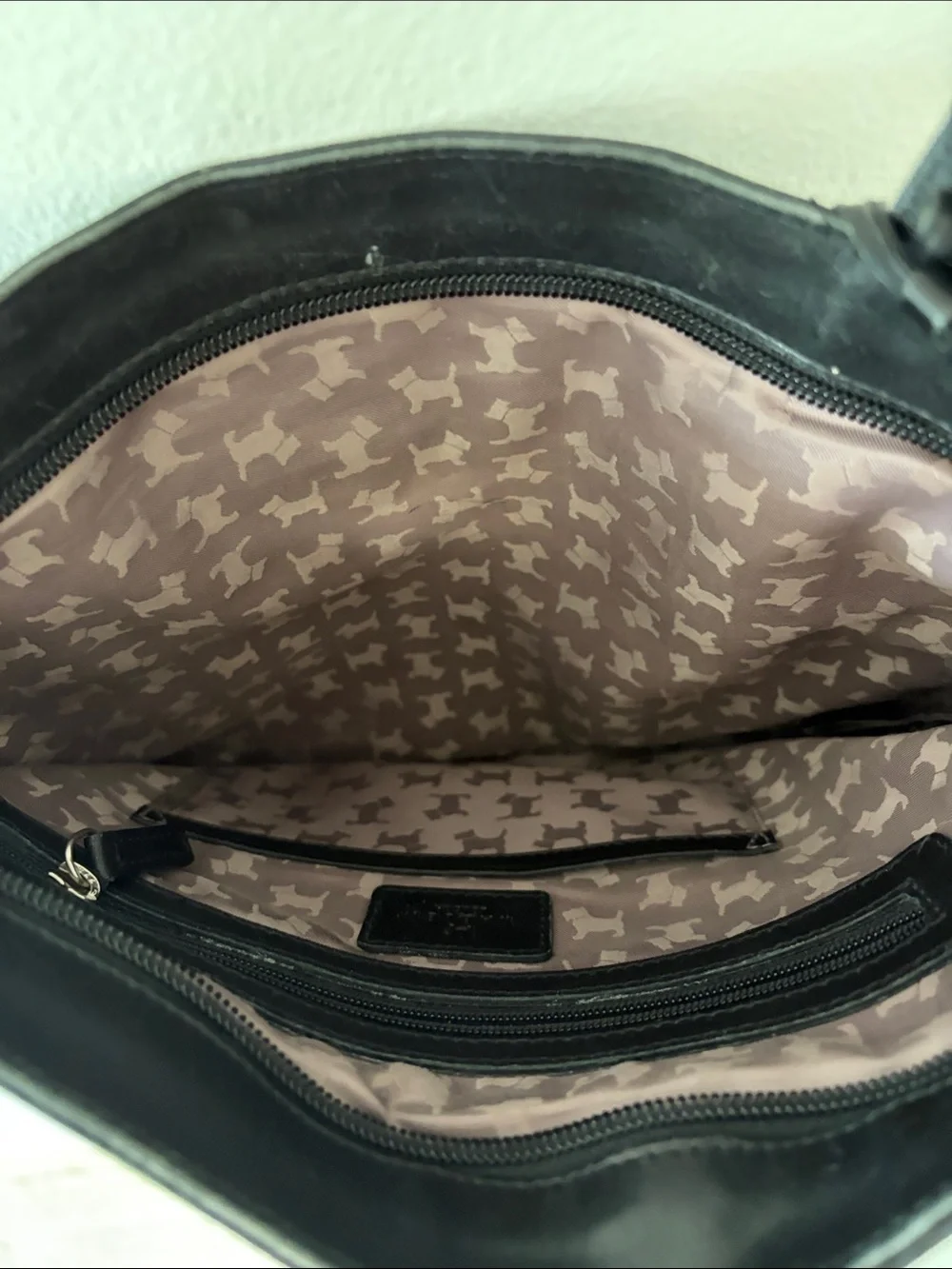 Radley London Classic Black Leather Crossbody Adjustable Shoulder Bag w/ Pocket